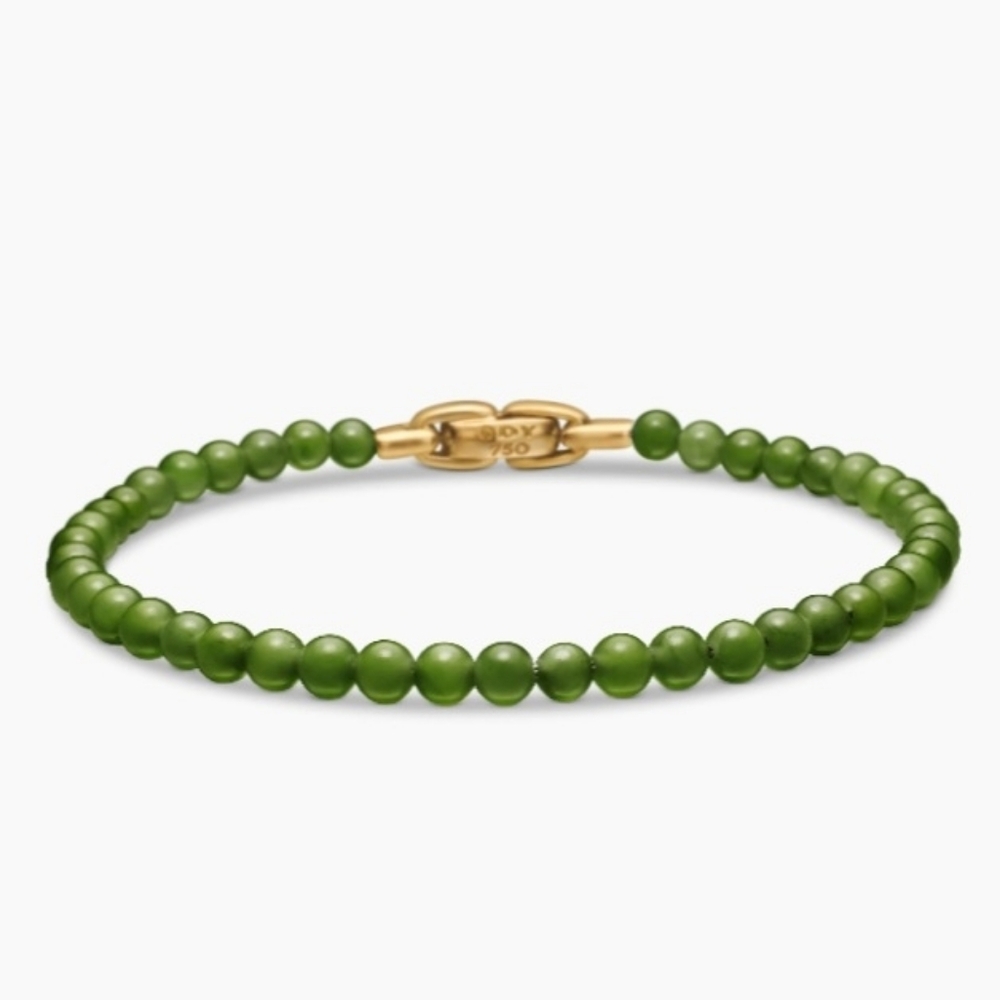 David Yurman Spiritual Beads Nephrite Jade 18K Yellow Gold, 4mm size - Picture 3 of 7